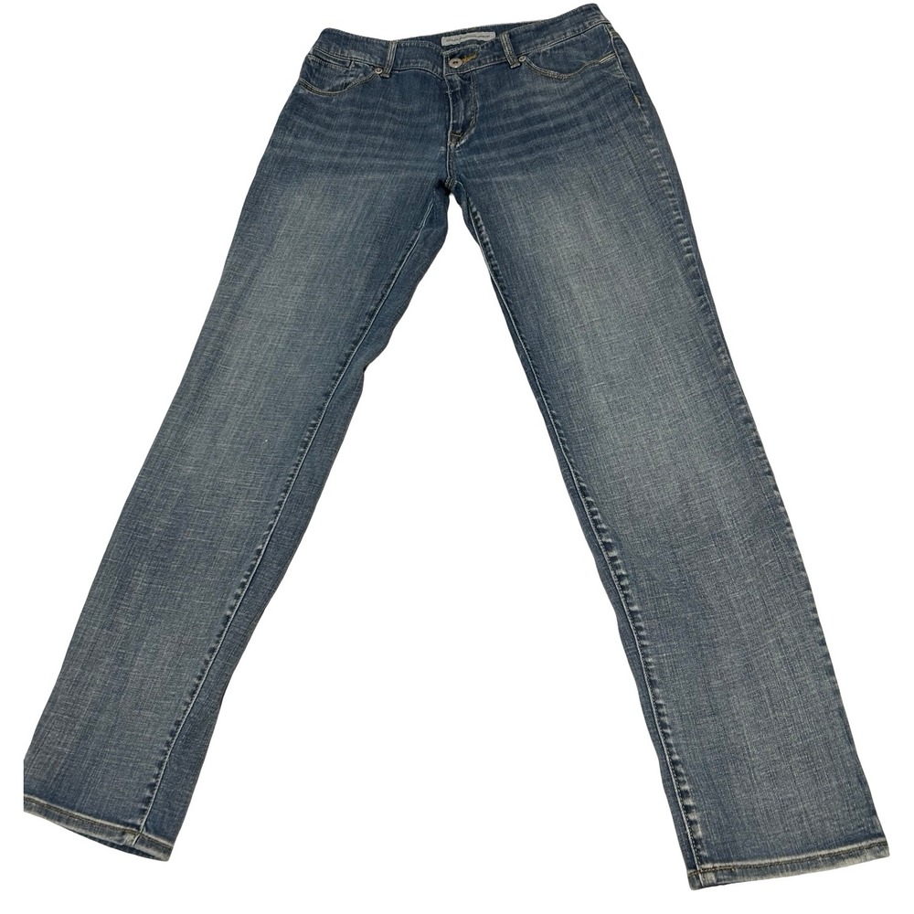 Chicos Platinum Denim Womens Blue Straight Leg Jeans Size 0 Medium Wash Stretch - Picture 1 of 7